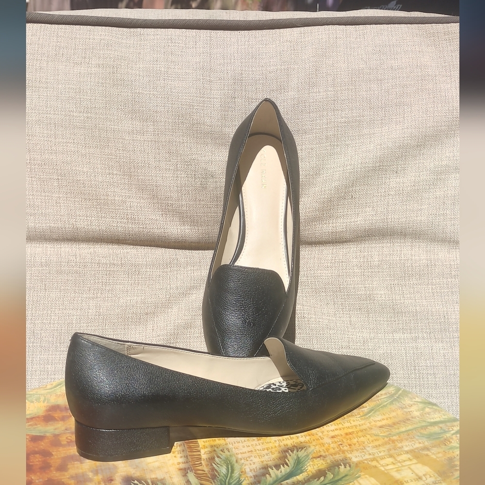 Cole Haan Black Pointed Leather Flat-Heel Loafers Slip On Size 8.5B - Picture 4 of 10